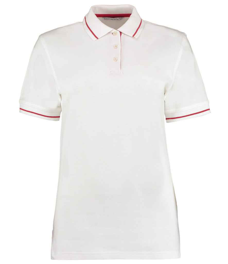 Kustom Kit - Ladies St Mellion Tipped Cotton Piqué Polo Shirt - K706 WH/RD 8