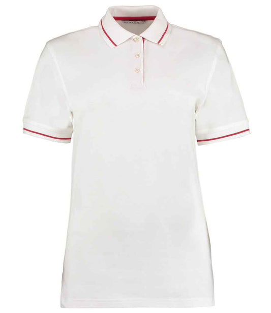 Kustom Kit - Ladies St Mellion Tipped Cotton Piqué Polo Shirt - K706 WH/RD 8