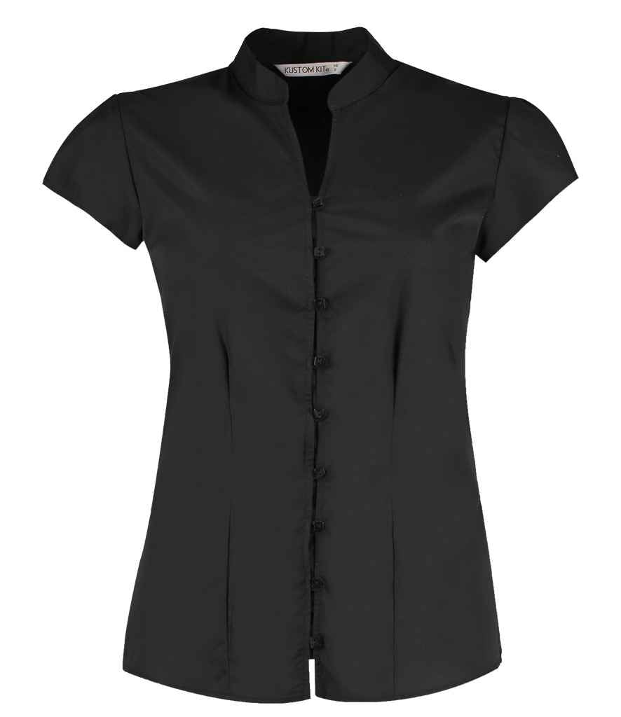 Kustom Kit - Ladies Cap Sleeve V Neck Tailored Continental Blouse