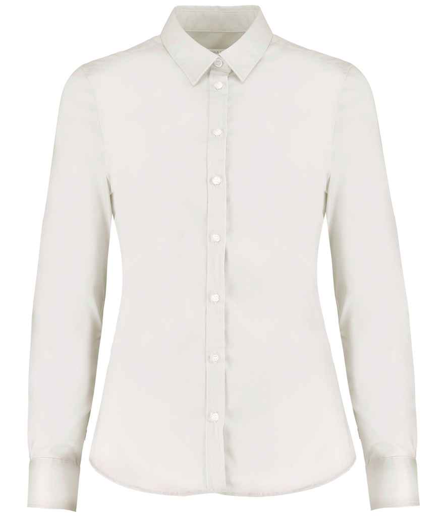 Kustom Kit - Ladies Long Sleeve Tailored Stretch Oxford Shirt - K782 WHI 6