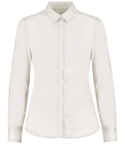 Kustom Kit - Ladies Long Sleeve Tailored Stretch Oxford Shirt - K782 WHI 6