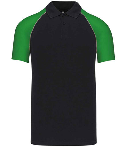 Kariban - Baseball Cotton Piqué Polo Shirt - KB226 BK/GN S