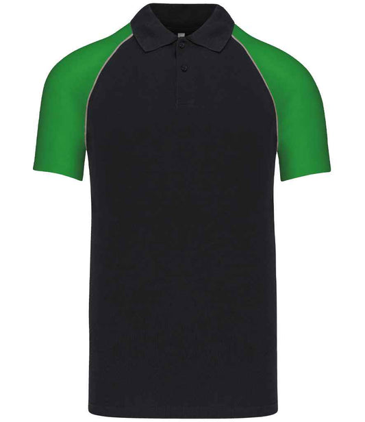 Kariban - Baseball Cotton Piqué Polo Shirt - KB226 BK/GN S
