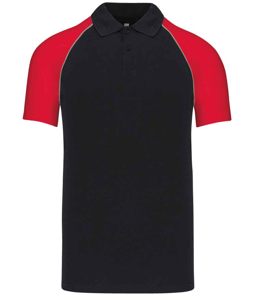Kariban - Baseball Cotton Piqué Polo Shirt - KB226 BK/RD S