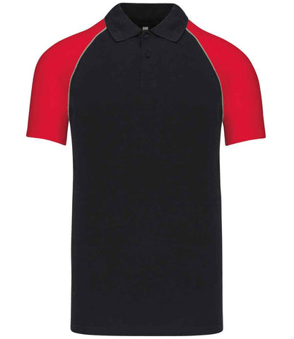 Kariban - Baseball Cotton Piqué Polo Shirt - KB226 BK/RD S