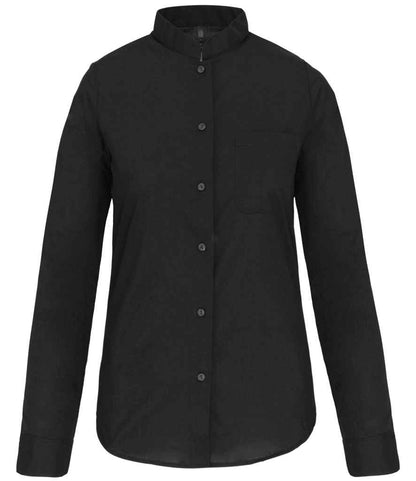 Kariban - Ladies Long Sleeve Mandarin Collar Shirt - KB514 BLK XS