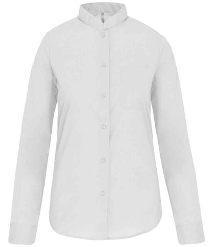 Kariban - Ladies Long Sleeve Mandarin Collar Shirt - KB514 WHI XS