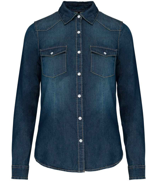 Kariban - Ladies Long Sleeve Denim Shirt - Pierre Francis