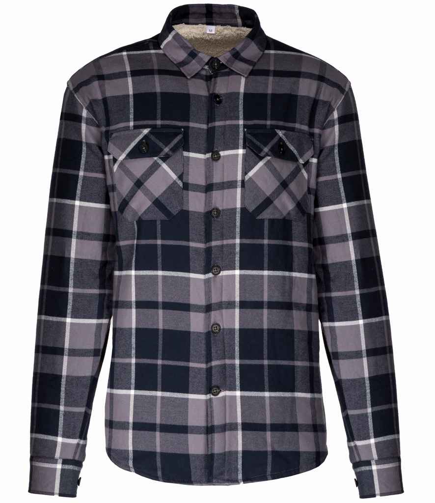 Kariban - Sherpa Lined Checked Shirt Jacket - KB579 SRM/N S