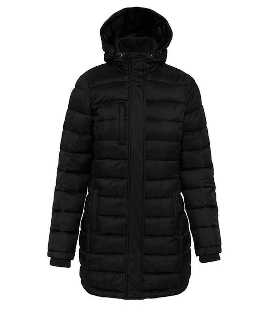 Kariban - Ladies Lightweight Long Padded Parka Jacket - KB6129 BLK XS