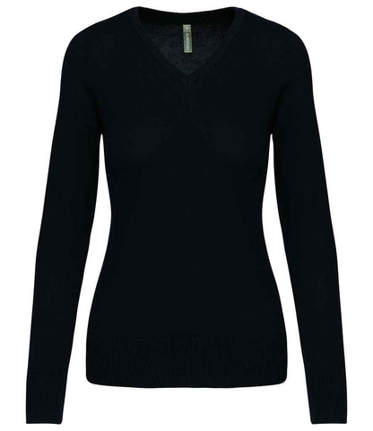 Kariban - Ladies Cotton Acrylic V Neck Sweater - KB966 BLK XS
