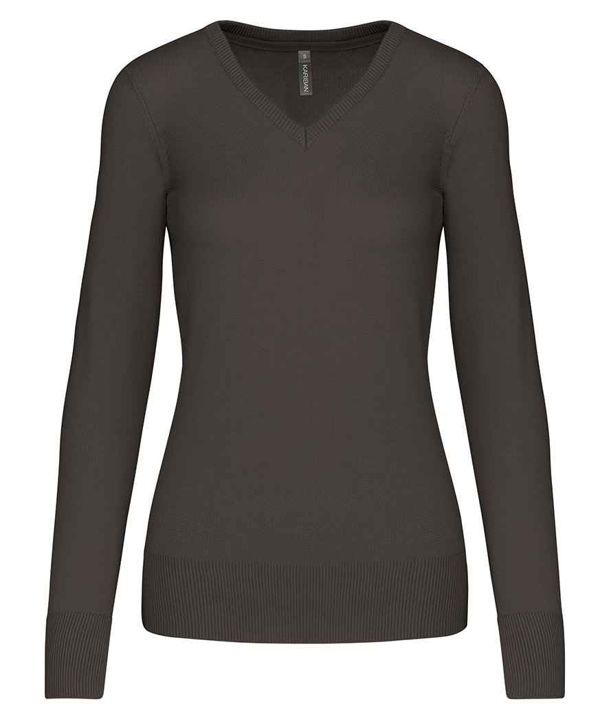 Kariban - Ladies Cotton Acrylic V Neck Sweater - KB966 DGY XS