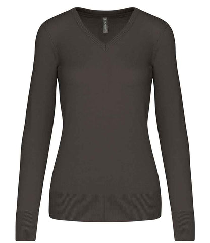 Kariban - Ladies Cotton Acrylic V Neck Sweater - KB966 DGY XS