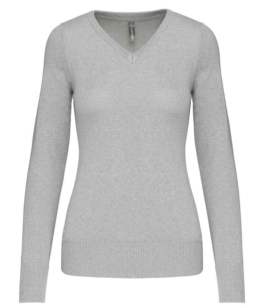 Kariban - Ladies Cotton Acrylic V Neck Sweater - KB966 GME XS