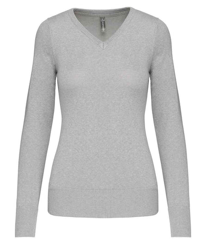 Kariban - Ladies Cotton Acrylic V Neck Sweater - KB966 GME XS