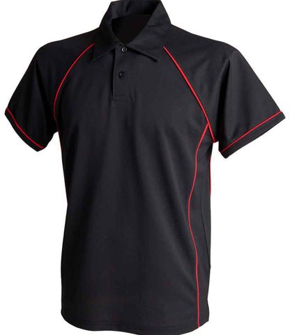 Finden + Hales - Performance Piped Polo Shirt - LV370 BK/RD S