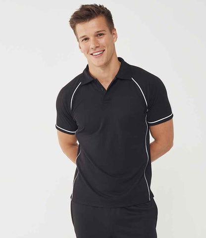 Finden + Hales - Performance Piped Polo Shirt - LV370 BK/WH XS
