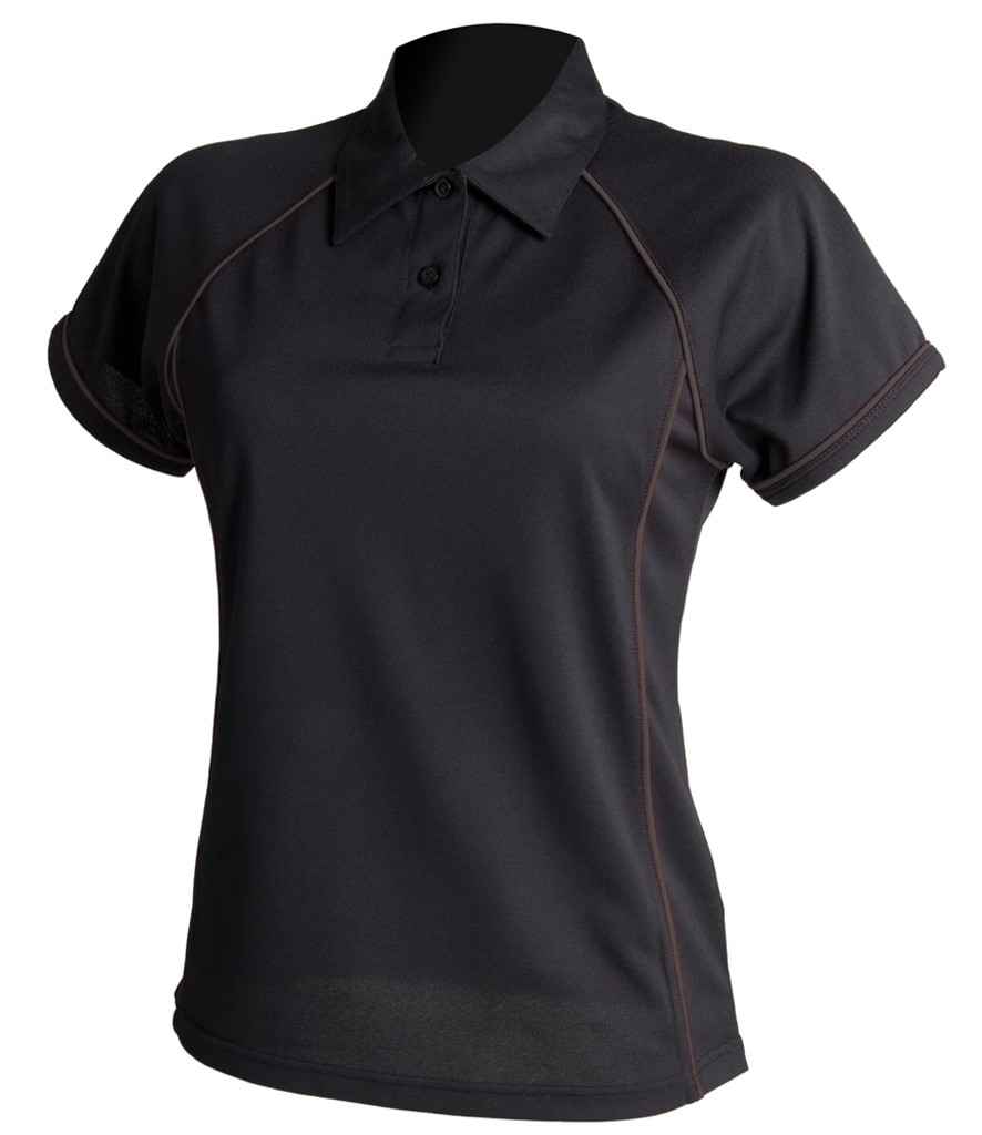 Finden + Hales - Ladies Performance Piped Polo Shirt - LV371 BK/BK S