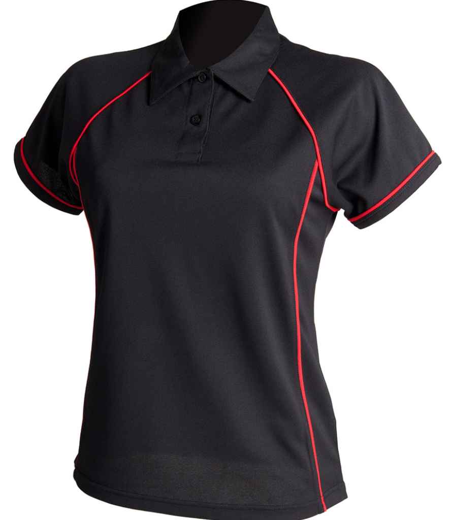 Finden + Hales - Ladies Performance Piped Polo Shirt - LV371 W/B/B S