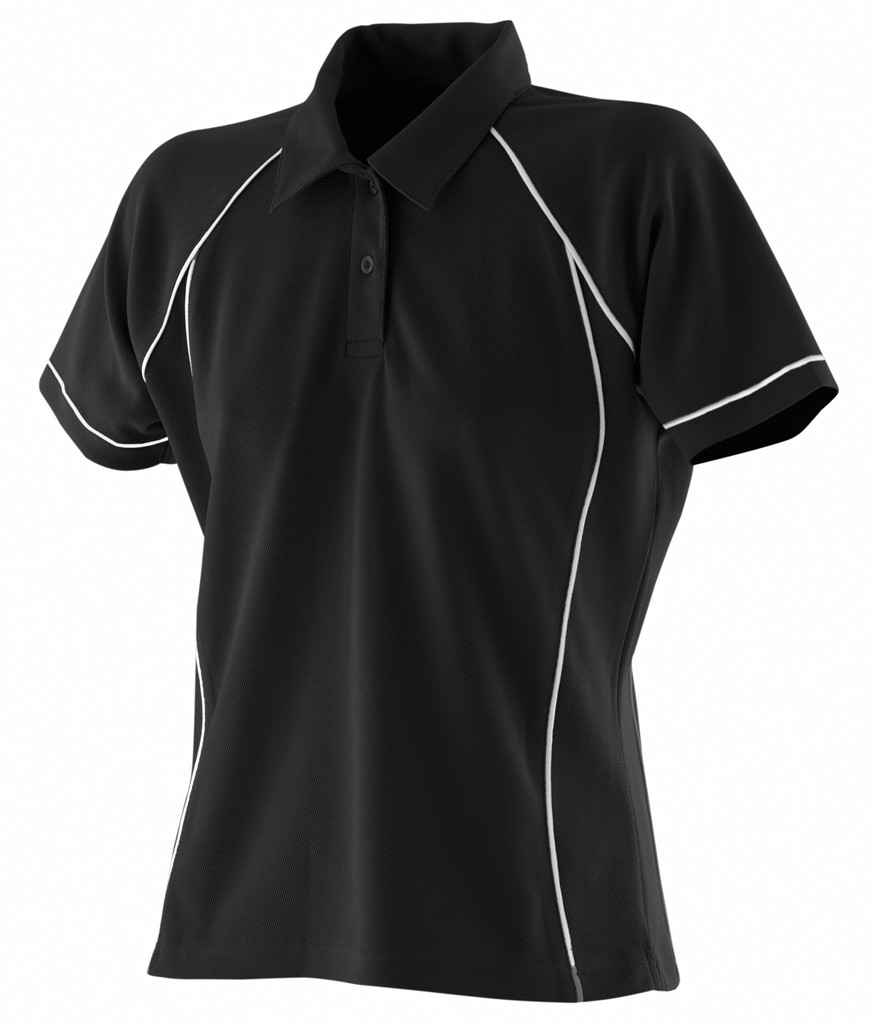 Finden + Hales - Ladies Performance Piped Polo Shirt - LV371 BK/WH S