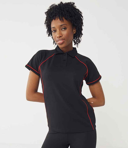 Finden + Hales - Ladies Performance Piped Polo Shirt - LV371 BK/RD S