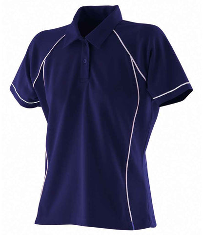 Finden + Hales - Ladies Performance Piped Polo Shirt - LV371 NV/WH S