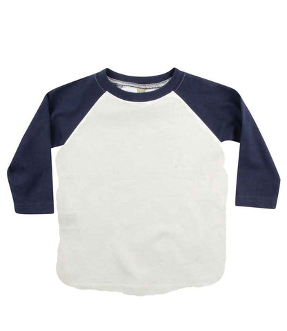 Larkwood - Baby/Toddler Long Sleeve Baseball T-Shirt - LW25T WH/NV 18-24