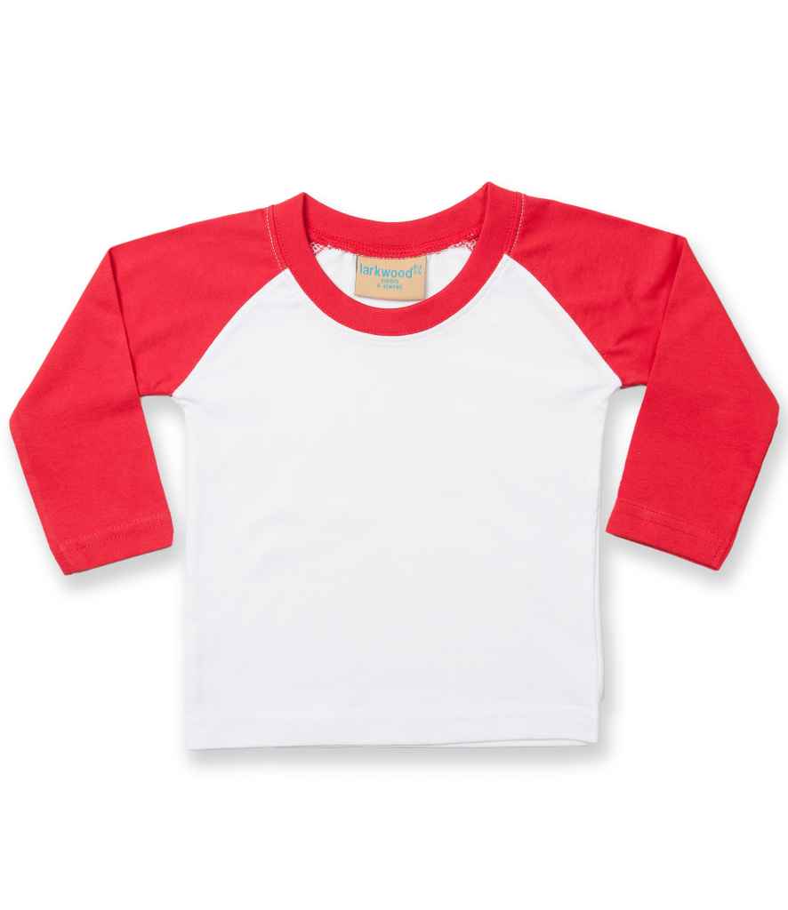Larkwood - Baby/Toddler Long Sleeve Baseball T-Shirt - LW25T WH/RD 0-6