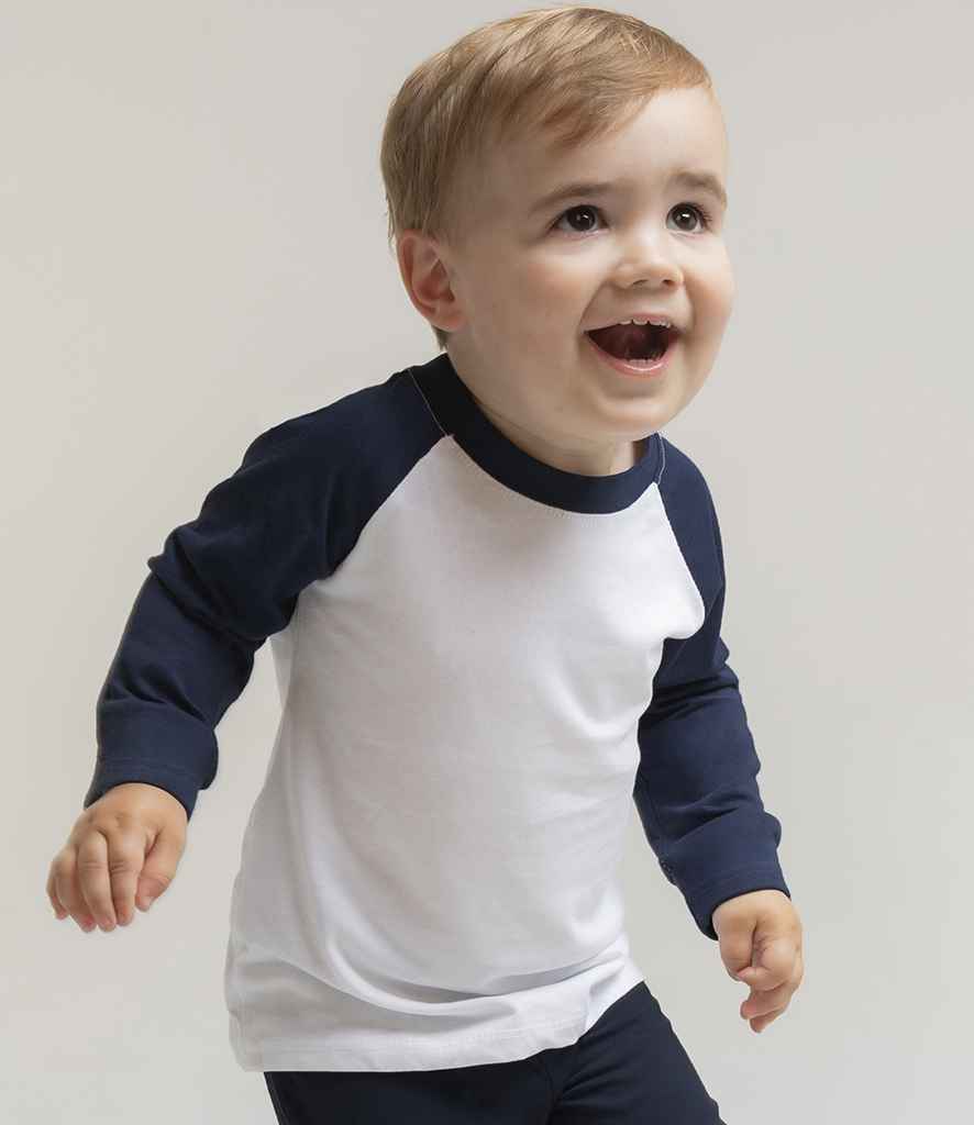 Larkwood - Baby/Toddler Long Sleeve Baseball T-Shirt - LW25T WH/NV 6-12