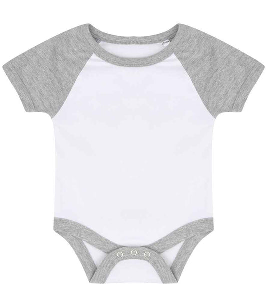 Larkwood - Essential Short Sleeve Baby Baseball Bodysuit - LW502T WH/HE 0-3