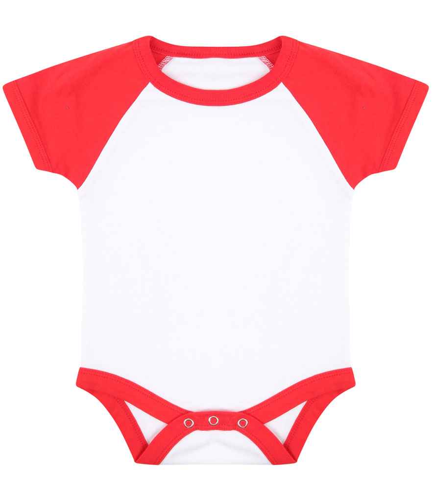 Larkwood - Essential Short Sleeve Baby Baseball Bodysuit - LW502T WH/HE 0-3