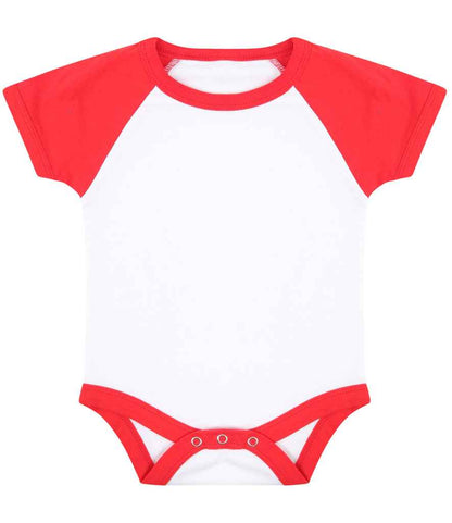 Larkwood - Essential Short Sleeve Baby Baseball Bodysuit - LW502T WH/HE 0-3