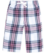 Larkwood - Baby/Toddler Tartan Lounge Pants - White/Pink (Front)