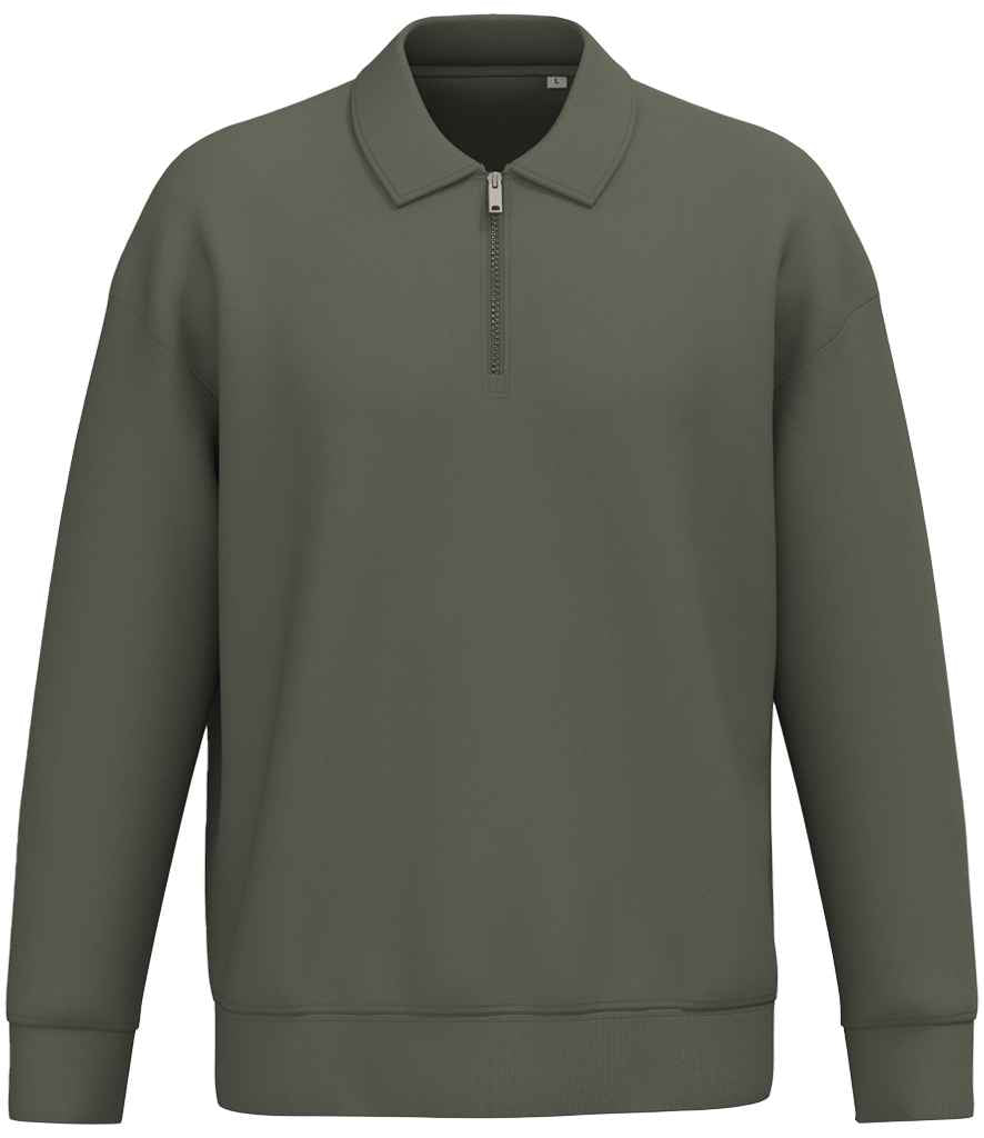 Native Spirit Unisex 1/4 Zip Sweatshirt with Polo Collar - NS432 ORK XS