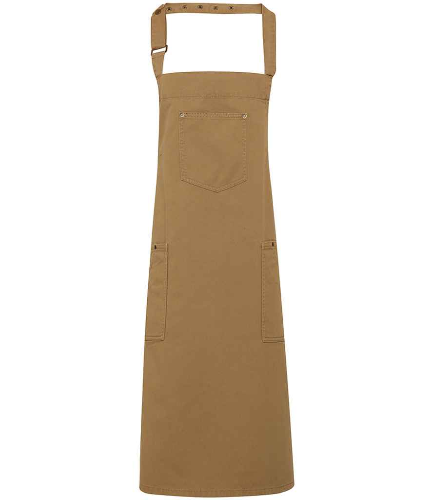Premier - Cotton Chino Bib Apron - PR132 KHA ONE