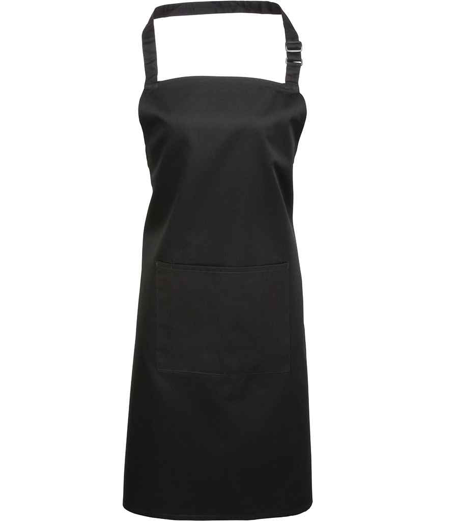 Premier - 'Colours' Bib Apron with Pocket - PR154 BLK ONE