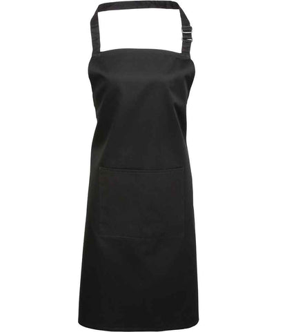 Premier - 'Colours' Bib Apron with Pocket - PR154 BLK ONE