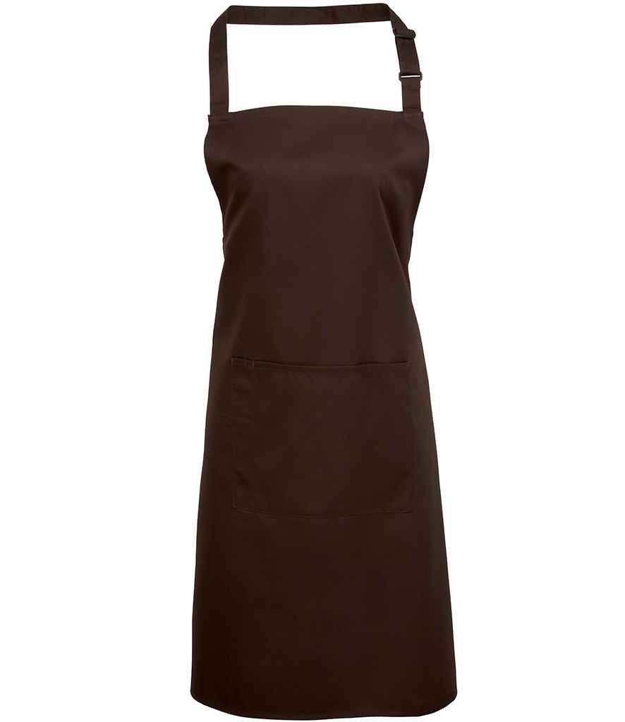 Premier - 'Colours' Bib Apron with Pocket - PR154 BRN ONE