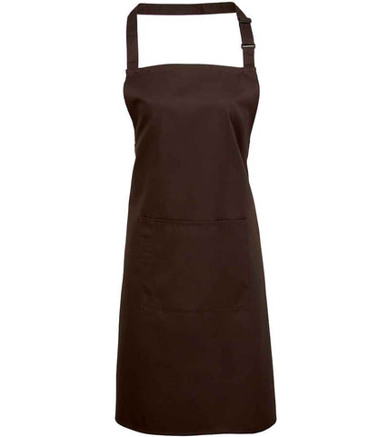 Premier - 'Colours' Bib Apron with Pocket - PR154 BRN ONE