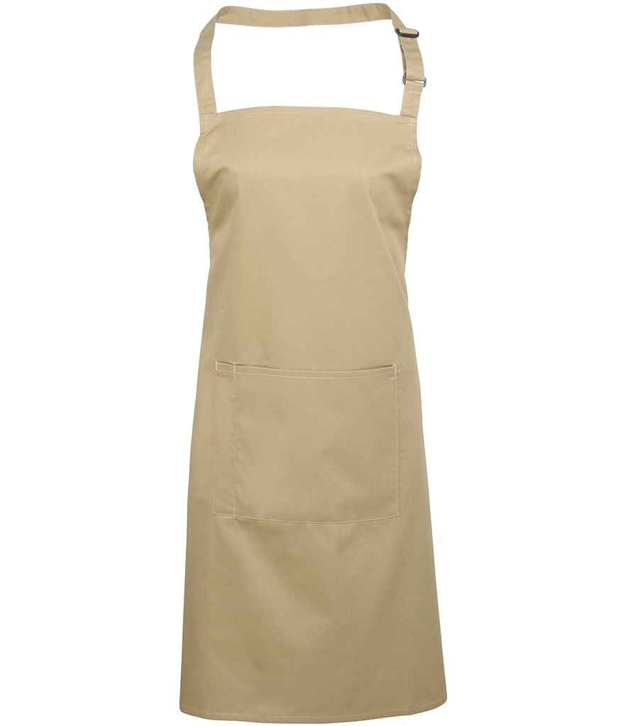 Premier - 'Colours' Bib Apron with Pocket - PR154 KHA ONE
