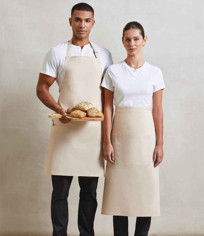 Premier - 'Colours' Bib Apron with Pocket - PR154 NAT ONE
