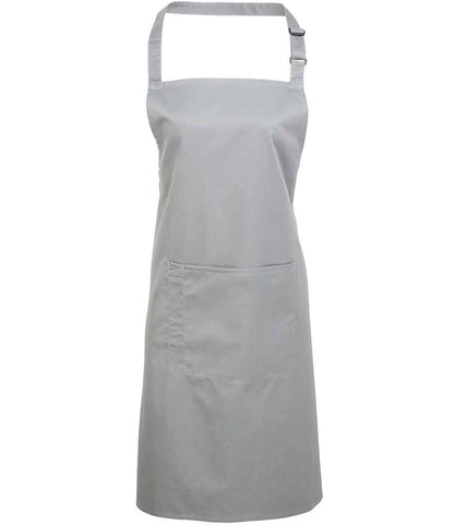 Premier - 'Colours' Bib Apron with Pocket - PR154 SIL ONE