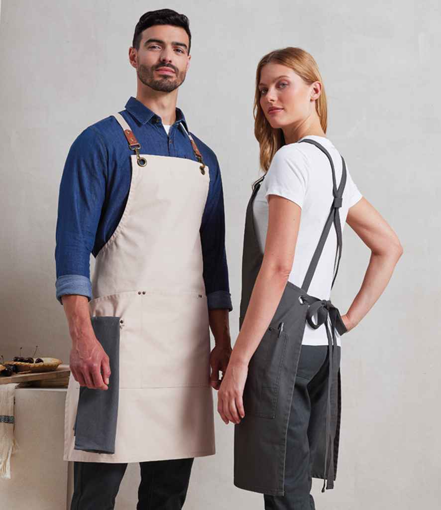 Premier - Clip 'n' Clasp Cross Back Bib Apron - PR182 DGY ONE