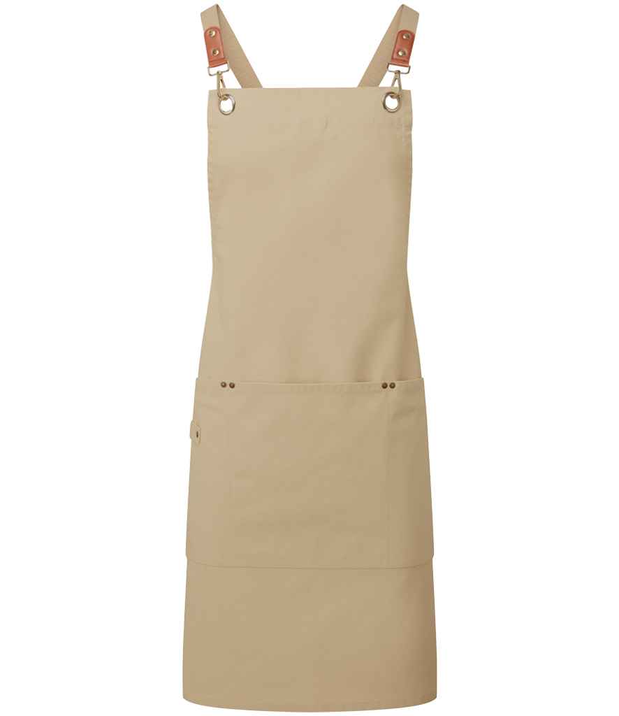 Premier - Clip 'n' Clasp Cross Back Bib Apron - PR182 KHA ONE