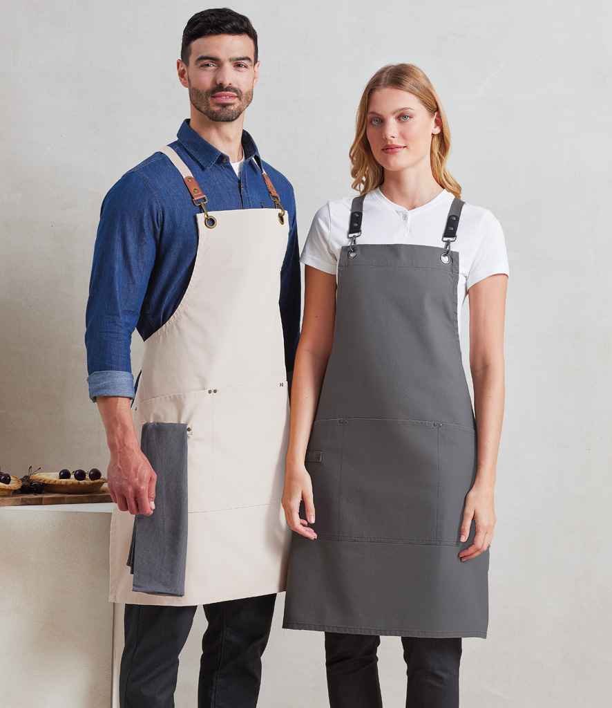 Premier - Clip 'n' Clasp Cross Back Bib Apron - PR182 NAT ONE