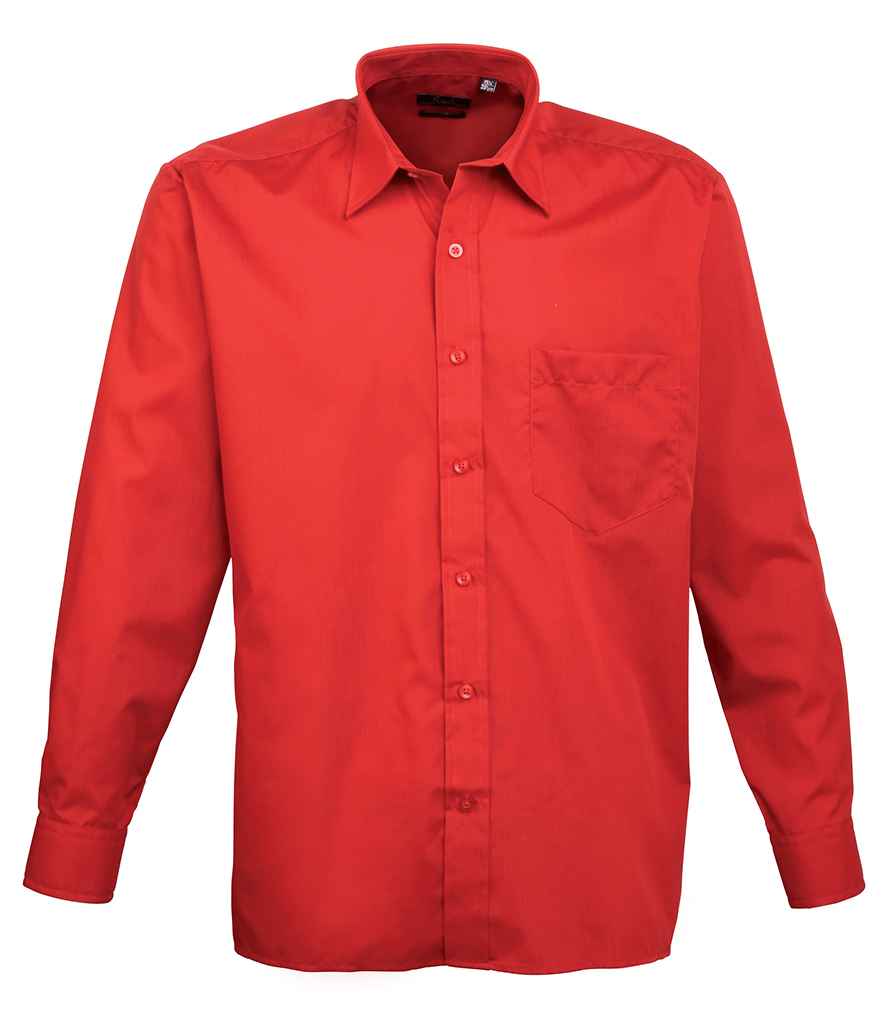Premier - Long Sleeve Poplin Shirt - PR200 RED 14.5