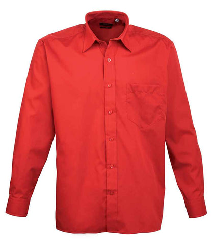 Premier - Long Sleeve Poplin Shirt - PR200 RED 14.5