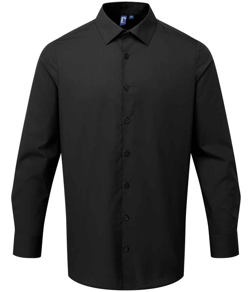 Premier - Recyclight® Long Sleeve Poplin Shirt - PR203 BLK S