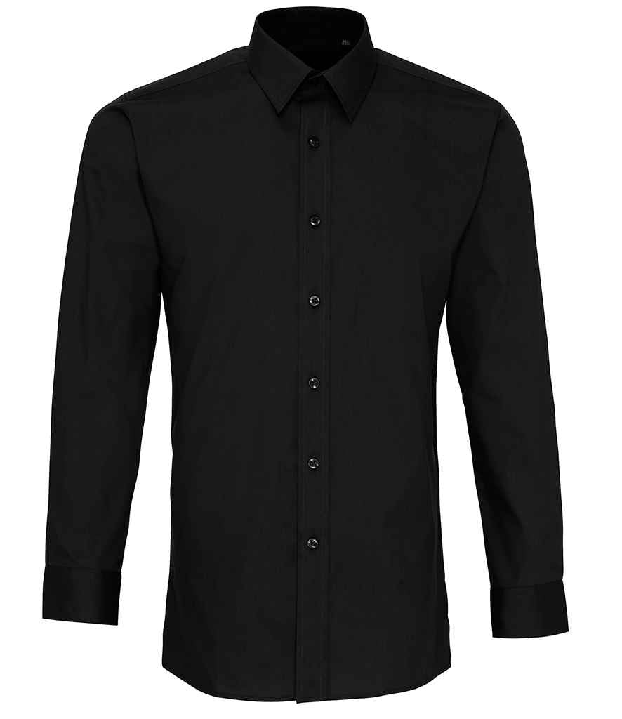 Premier - Long Sleeve Fitted Poplin Shirt - PR204 BLK 14.5