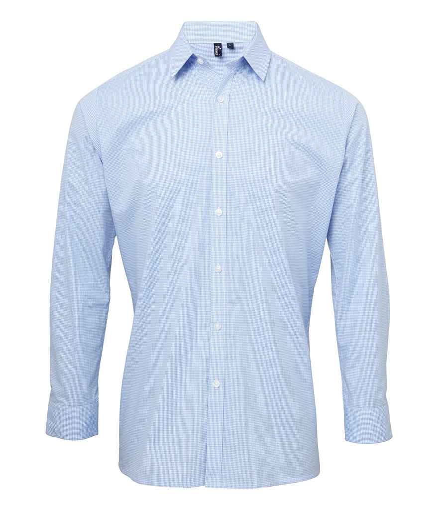 Premier - Gingham Long Sleeve Shirt - PR220 BK/WH XS